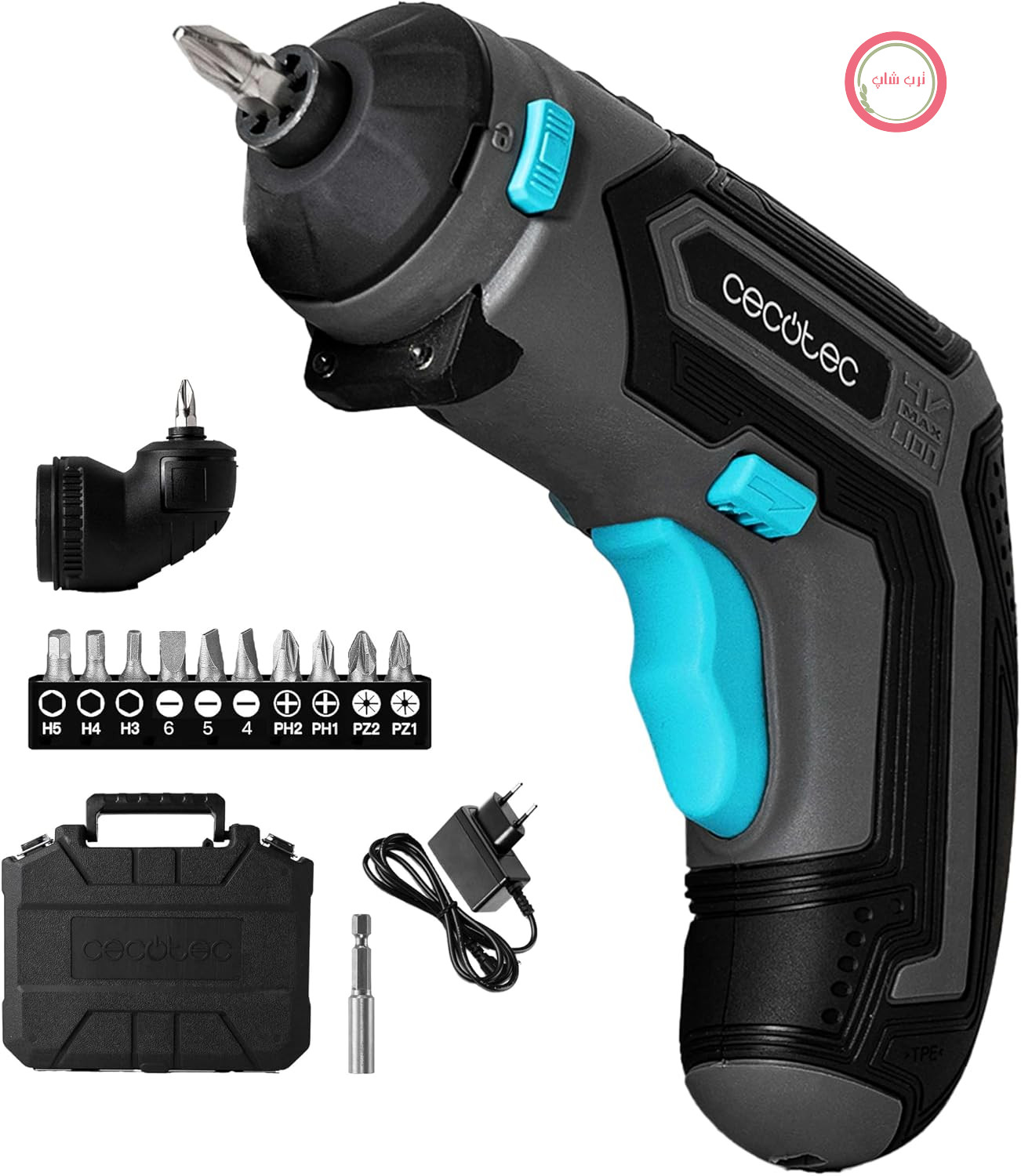 پیچ‌گوشتی شارژی سکوتک اسپانیا Cecotec PowerGyro 3500 با قابلیت اتصال با زاویه ۹۰ درجه، ۴ ولت