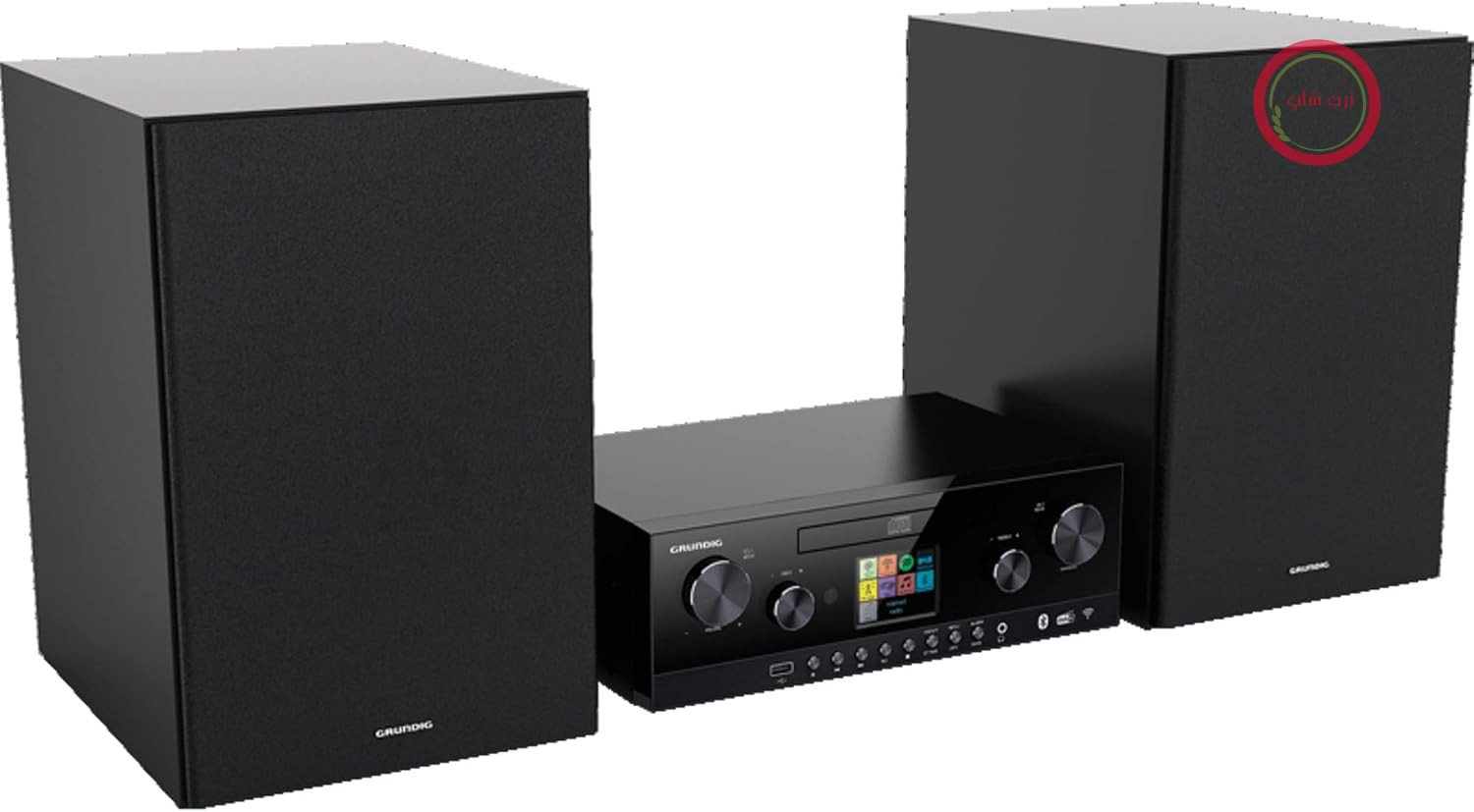 سیستم صوتی Grundig GHF1030 CMS 5000 BT DAB+ Web Micro HiFi (2 x 50 وات توان خروجی (پخش صدای دیجیتال)، سیستم بلندگوی سه طرفه، بلوتوث، پخش MP3، پورت USB)، مشکی