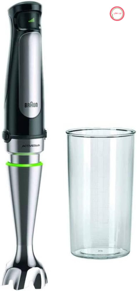مخلوط کن دستی Braun MultiQuick 7 MQ 7000X - میله پوره ساز با پایه مخلوط کن استیل ضد زنگ قابل جدا شدن با فناوری ActiveBlade برای پوره کردن سخت ترین مواد، شامل پیمانه و مخلوط کن ۶۰۰ میلی لیتری، ۱۰۰۰ وات، مشکی.
