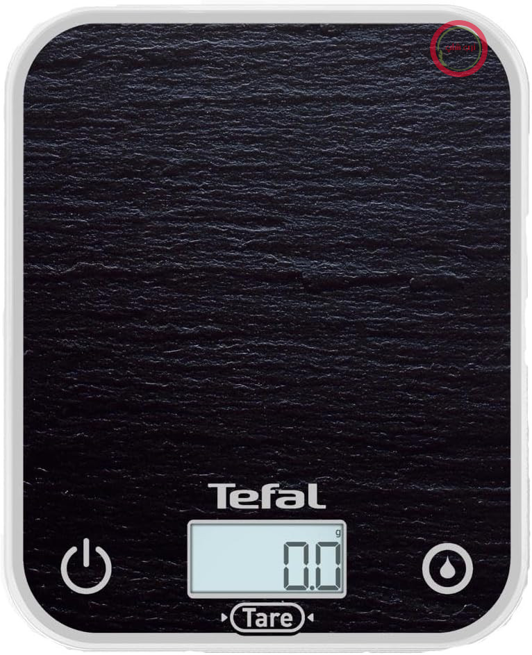 ترازوی آشپزخانه الکترونیکی Tefal Optiss BC50D2V0، صفحه نمایش روشن، ضد خش، ظرفیت 5 کیلوگرم، خاکستری تخته سنگی