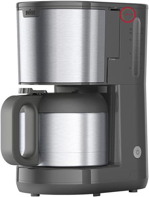 دستگاه قهوه ساز براون مدل PurShine KF1505GY با فلاسک ترموس و سیستم OptiBrew، عملکرد ضد چکه، سیستم خاموش شدن خودکار، ظرفیت 1.2 لیتر (پارچ)، 1000 وات، خاکستری
