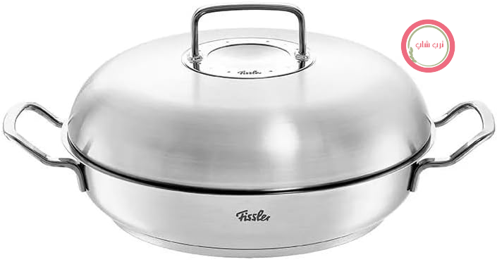 ماهیتابه دو دسته درب دار فیسلر آلمان Fissler Original-Profi Collection (قطر ۲۸ سانتی‌متر، ۳ لیتر) – کباب‌پز استیل با درب بلند