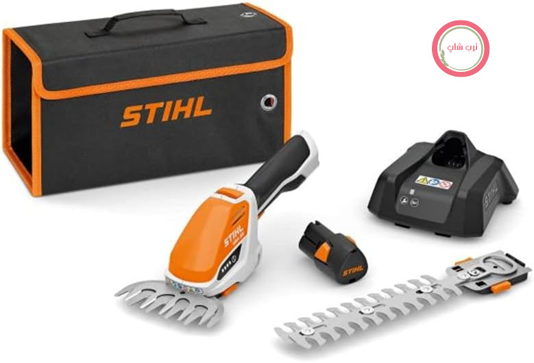چمن زن و شمشاد زن  بوته‌ چینی بی‌سیم اشتیل آلمان Stihl HSA 26 با AS2 و AL1، نارنجی/سفید