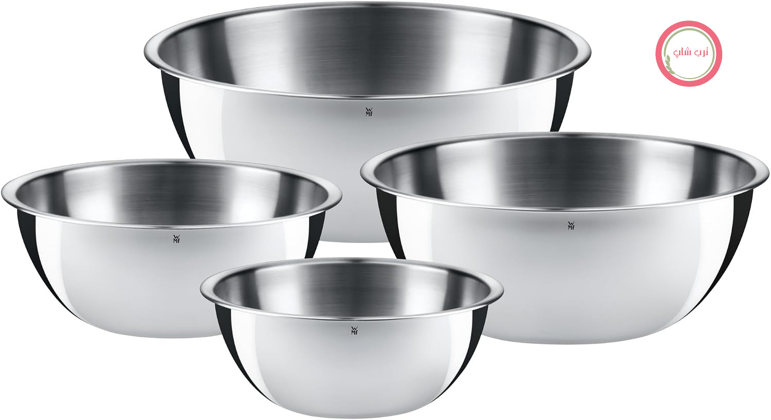 سرویس کاسه 4 تکه WMF Gourmet، کاسه‌های استیل ضد زنگ برای آشپزخانه 0.75 لیتر - 2.75 لیتر، کاسه مخلوط کن استیل ضد زنگ، کاسه سالاد، کاسه سرو، Cromargan، قابل چیدن روی هم