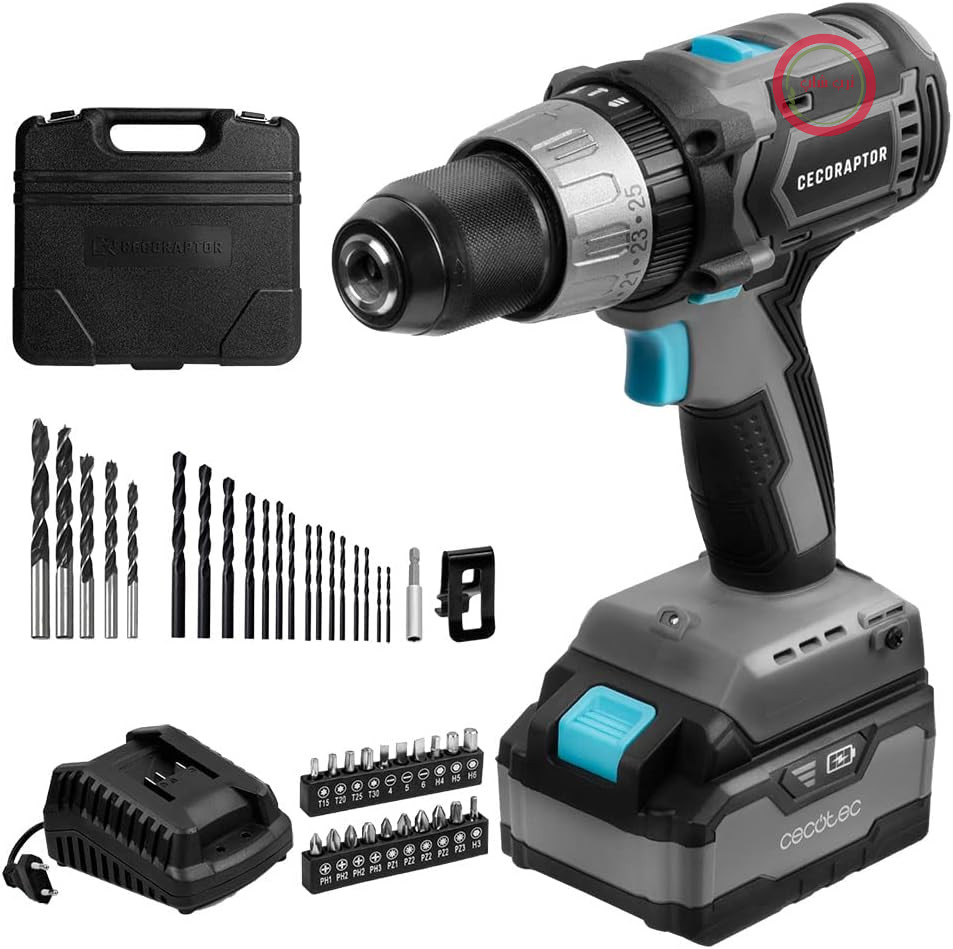 دریل پیچ‌گوشتی شارژی سکوتک اسپانیا Cecotec CecoRaptor Perfect Drill 4020 X - Treme. باتری 20 ولت 4000 میلی‌آمپر