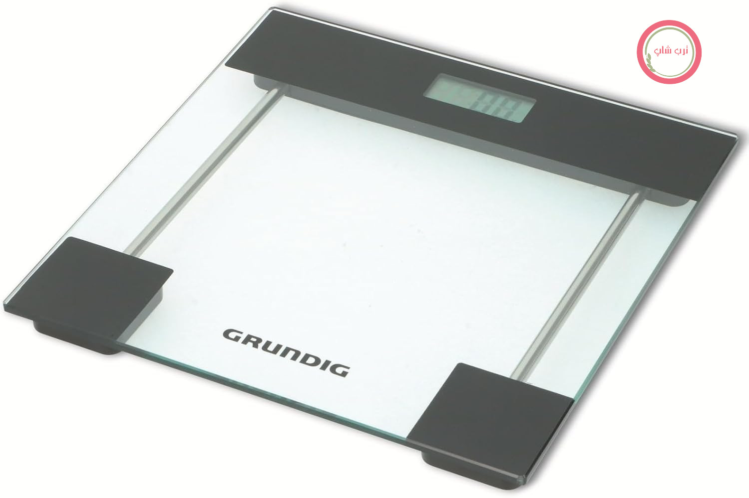 ترازوی شخصی گروندیگ – ترازوی دیجیتال بدنه شیشه‌ای – ترازو با نمایشگر LCD – ظرفیت تا ۱۸۰ کیلوگرم – واحدهای کیلوگرم، پوند و وزن – ۲۸x۲۸ سانتی‌متر – شیشه‌ای