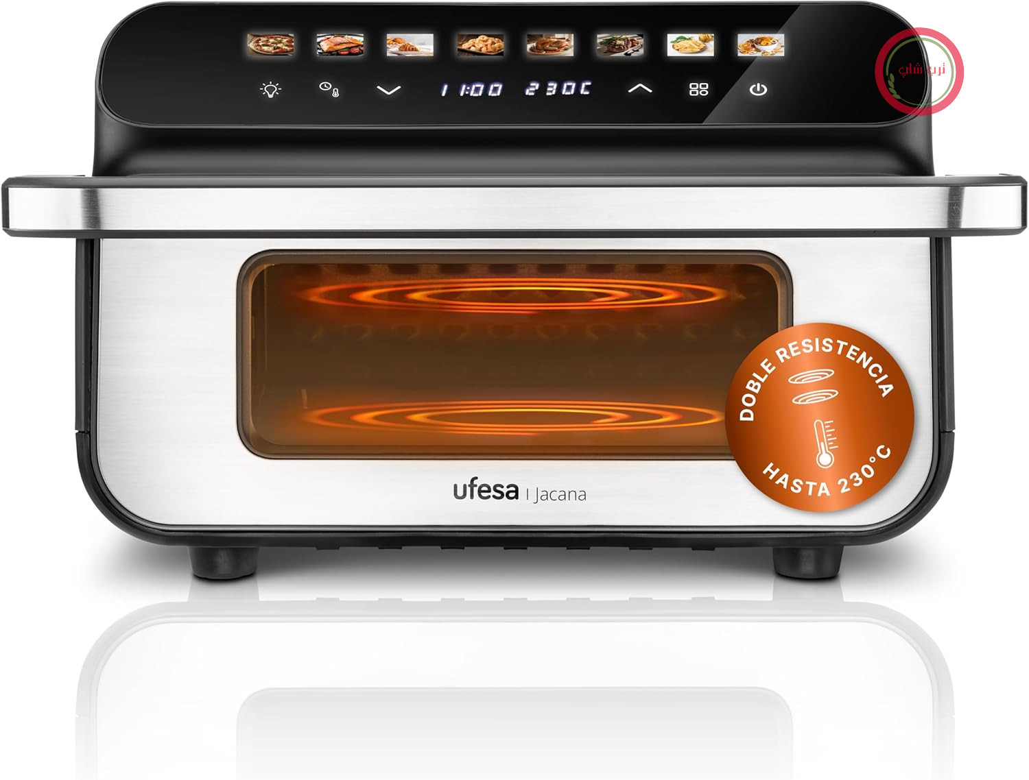 سرخ کن بدون روغن یوفسا اسپانیا Ufesa Jacana 10 لیتری، سرخ‌کن بدون روغن XXL با دو المنت حرارتی، فر برقی کوچک، قطر 28 سانتی‌متر، حداکثر دما 230 درجه سانتی‌گراد، لوازم جانبی گریل