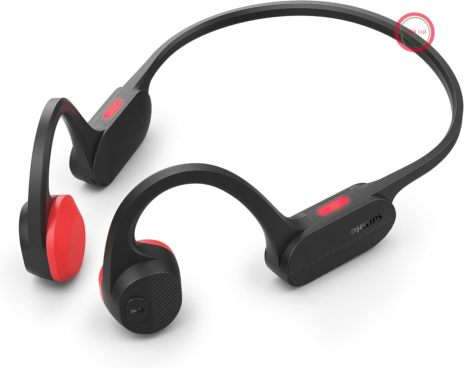 هدفون ورزشی بی‌سیم فیلیپس مدل TAA5608BK/00 | انتقال استخوانی | بلوتوث LE Audio و LC3 | مقاوم در برابر آب IPX5 | 6 ساعت پخش | چراغ‌های ایمنی LED | میکروفون | کیف حمل | کابل USB-C | مشکی