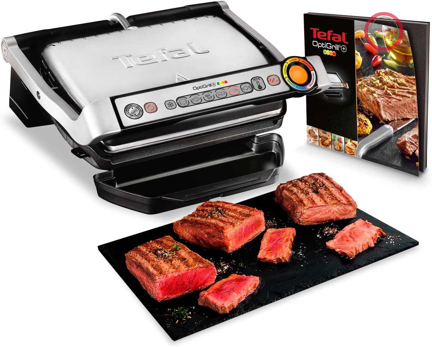 گریل تماسی تفال مدل OptiGrill+، 6 برنامه، نشانگر سطح پخت، صفحات قابل جدا شدن، حالت دستی، نتایج بهینه گریل به لطف اندازه‌گیری ضخامت، گریل برقی، استیل ضد زنگ، GC712D12