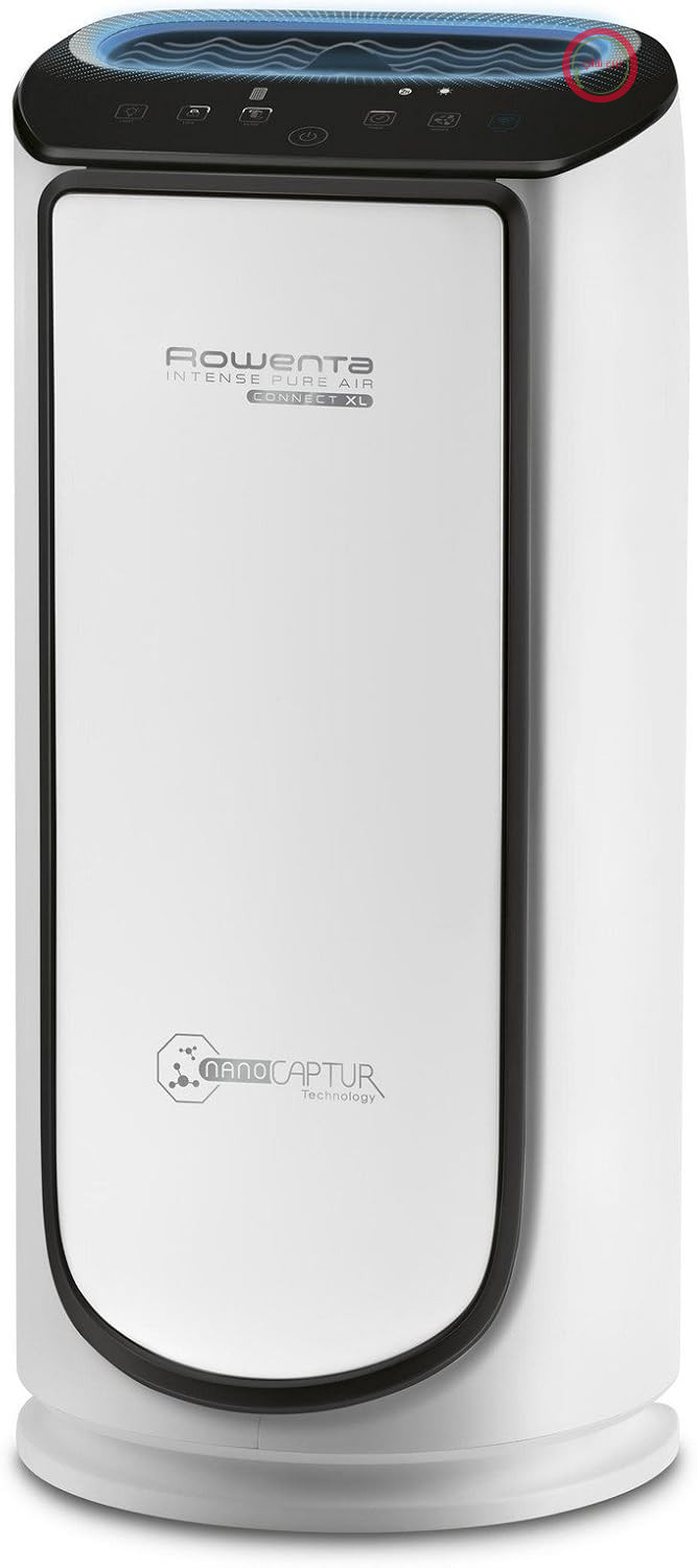 دستگاه تصفیه هوای روونتا آلمان Rowenta PU6080 Intense Pure Air Connect | کنترل از طریق اپلیکیشن | حالت خودکار | عملکرد تایمر | کنترل هوشمند | 4 مرحله فیلتر | فناوری NanoCaptur | سفید/خاکستری خیلی بزرگ
