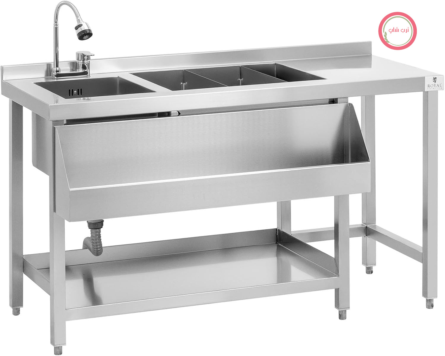 ایستگاه کوکتل رویال کترینگ آلمان Royal Catering مدل RCBT-01، محفظه یخ و بطری‌گیر، میز بار