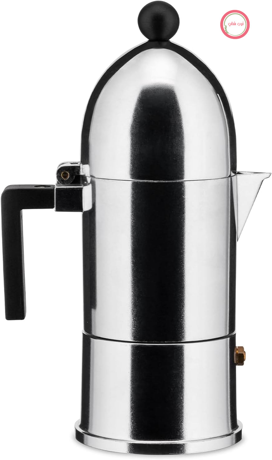 دستگاه اسپرسوساز Alessi "LA CUPOLA"، 3 فنجان از جنس آلومینیوم ریخته‌گری، دسته و دستگیره از جنس PA، مشکی