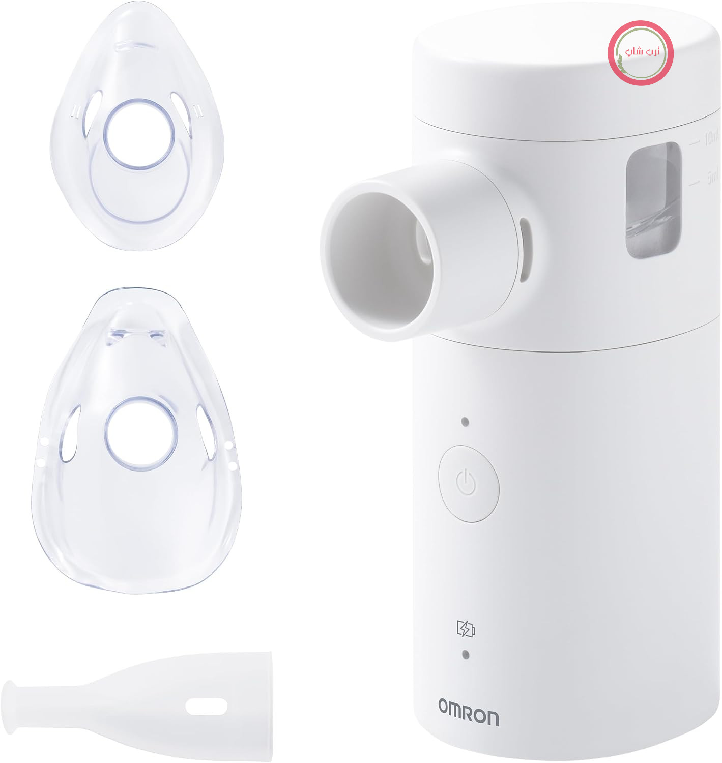 دستگاه استنشاقی قابل حمل OMRON MicroAir Move برای بزرگسالان و کودکان | دستگاه استنشاقی بی‌صدا با ۲ سایز ماسک و دهانه، سرفه و سرماخوردگی، قابل شارژ با USB-C