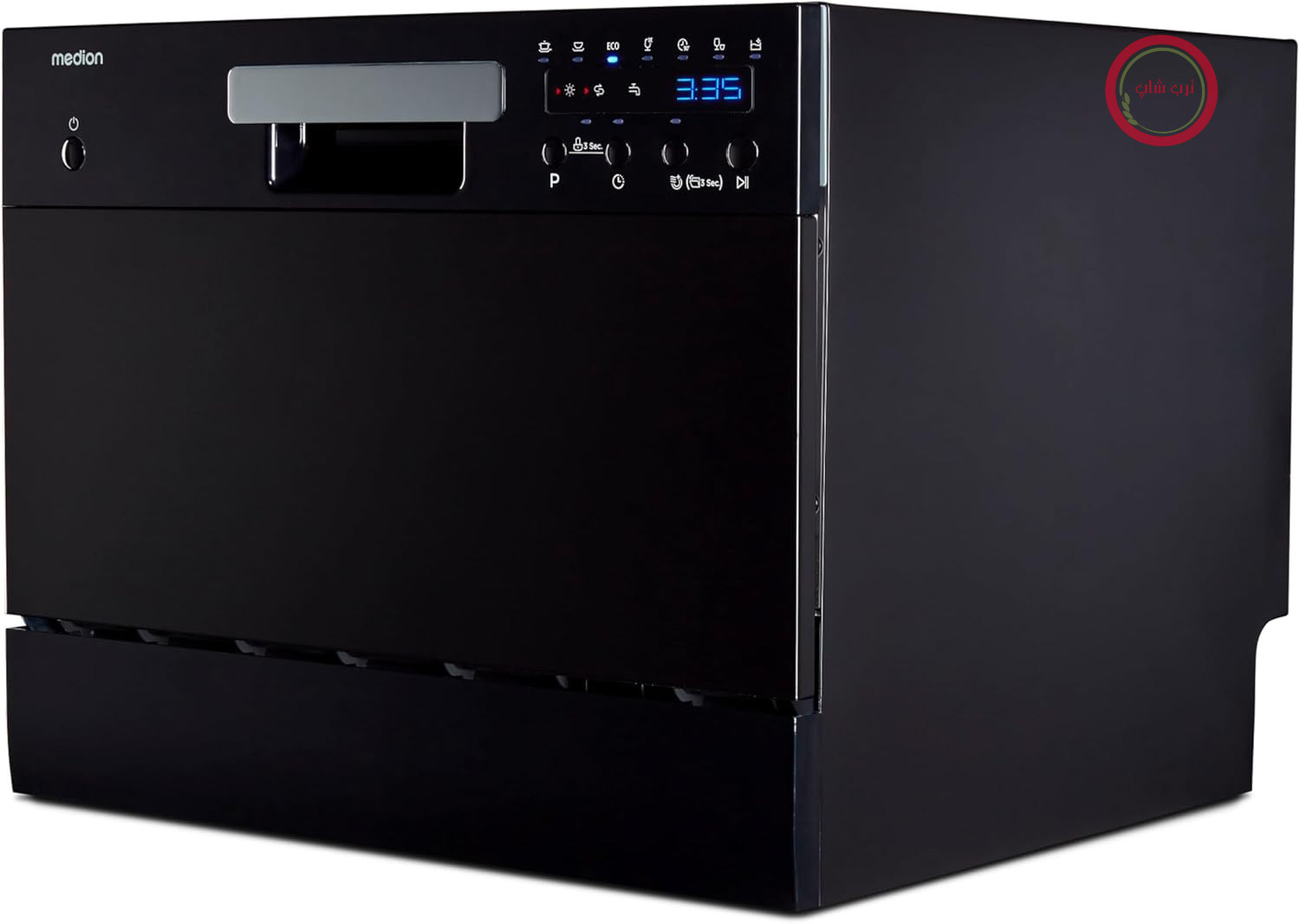 ماشین ظرفشویی رومیزی MEDION مدل DWT60 (ظرفیت ۶ نفره، ۷ برنامه، برنامه ECO، مصرف تقریبی ۶.۵ لیتر، AquaStop، صفحه نمایش LED، قفل کودک، MD37496) مشکی