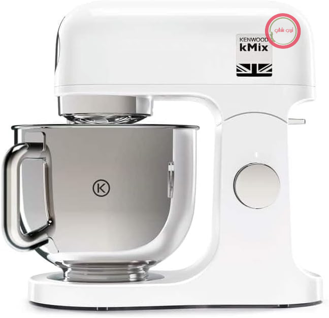 غذاساز کنوود kMix KMX750AW، کاسه استیل ضد زنگ 5 لیتری، سیستم ایمنی استفاده ایمن، بدنه فلزی، 1000 وات، شامل سرویس شیرینی‌پزی 3 تکه و محافظ پاشش آب، سفید
