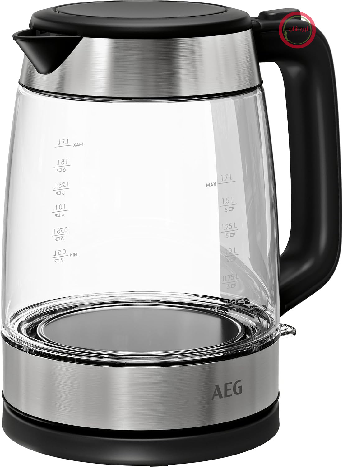 کتری برقی آاگ آلمان AEG مدل GK4-1-4GB شیشه‌ای با ظرفیت 1.7 لیتر و فیلتر ضد رسوب