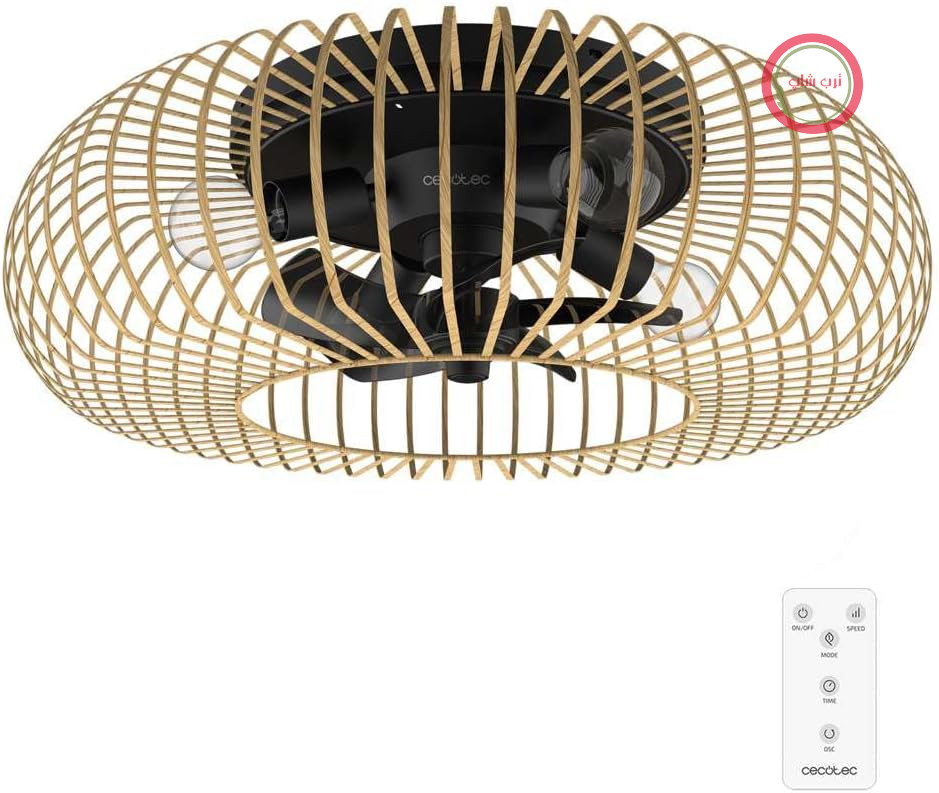 پنکه سقفی چراغ‌دار سکوتک اسپانیا Cecotec 600 Natürlich WhiteWood | موتور DC دارای تایمر، ۳ سطح سرعت، کنترل از راه دور