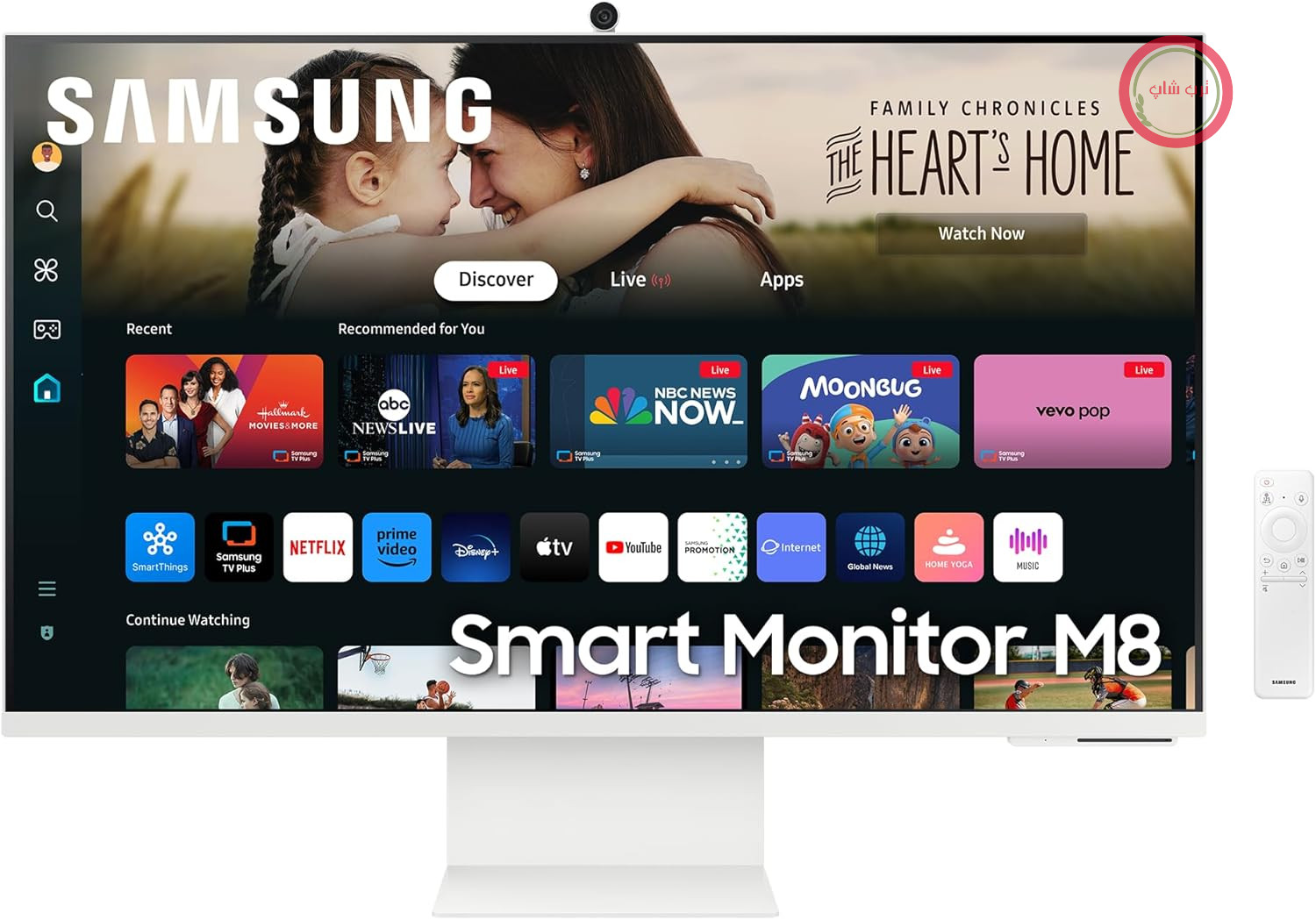 مانیتور هوشمند سامسونگ M80D، ۳۲ اینچ، ارتقاء کیفیت تصویر ۴K با هوش مصنوعی، UHD، ۶۰ هرتز، حالت صدای ۳۶۰ درجه، شامل وب‌کم، صفحه نمایش با بلندگو و قابلیت تنظیم ارتفاع، برنامه‌های تلویزیون هوشمند با کنترل از راه دور، LS32DM801UUXEN