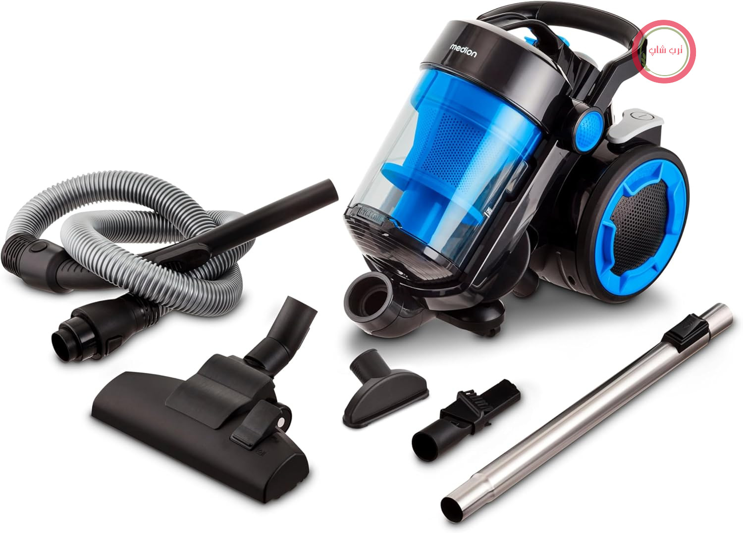 جاروبرقی بدون کیسه MEDION مدل Cyclone P4000 (قدرت 900 وات، ظرفیت مخزن گرد و غبار 4.3 لیتر، فیلتر HEPA 13 قابل شستشو، شعاع کاری 11 متر، MD 11906) آبی
