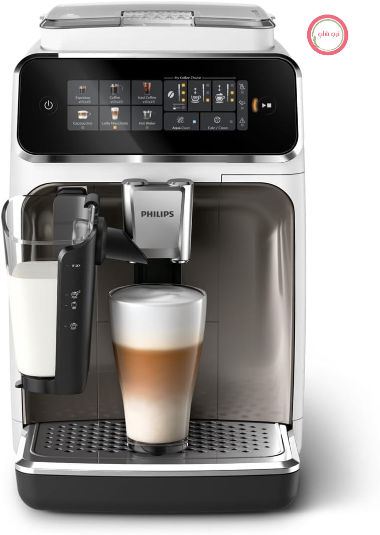 دستگاه اسپرسوساز اتوماتیک فیلیپس سری 3300 مدل LatteGo مدل EP3343/90، سفید کروم