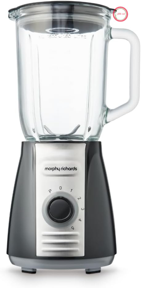 مخلوط کن مورفی ریچاردز انگلستان Morphy Richards مدل ۴۰۳۰۱۰ با تیغه‌های خردکن یخ، حس اعتماد به نفس را به آشپزخانه شما بازمی‌گرداند، شیشه‌ای، ۶۰۰ وات، ۱.۵ لیتر، خاکستری
