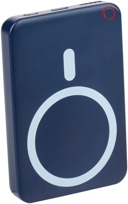 پاوربانک Grundig 5000mAh - سازگار با آیفون با MagSafe - شارژر بی‌سیم 5 واتی با USB-C - پاوربانک با نمایشگر LED - آبی