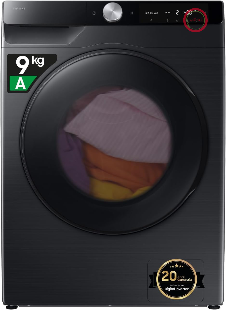 ماشین لباسشویی و خشک‌کن سامسونگ مدل Slim AI Control EcoDoser WD90DG6G94BB، ظرفیت ۹+۵ کیلوگرم، وای‌فای، Ecodosator، شستشوی هوشمند، درب از جلو، ابعاد ۶۰ طول x ۸۵ ارتفاع x ۴۸ عمق سانتی‌متر