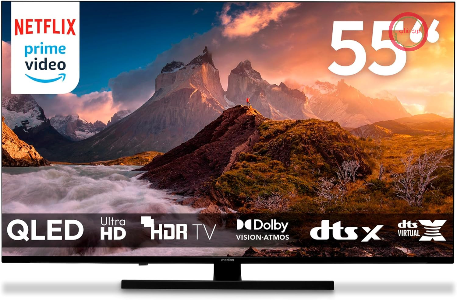 تلویزیون QLED MEDION با ابعاد ۱۳۸.۸ سانتی‌متر (۵۵ اینچ) (تلویزیون هوشمند، ۴K، Dolby Vision HDR، Prime Video، Disney+، Dolby Atmos، DTS X، سازگار با Google TV، PVR، بلوتوث، MD 855700)