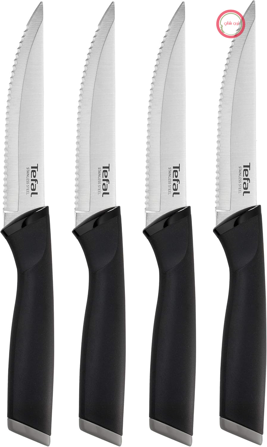 چاقو 4 پارچه آشپزخانه تفال Tefal K221S414 استیل ضد زنگ، 5.3 سانتی‌متر مکعب، مشکی