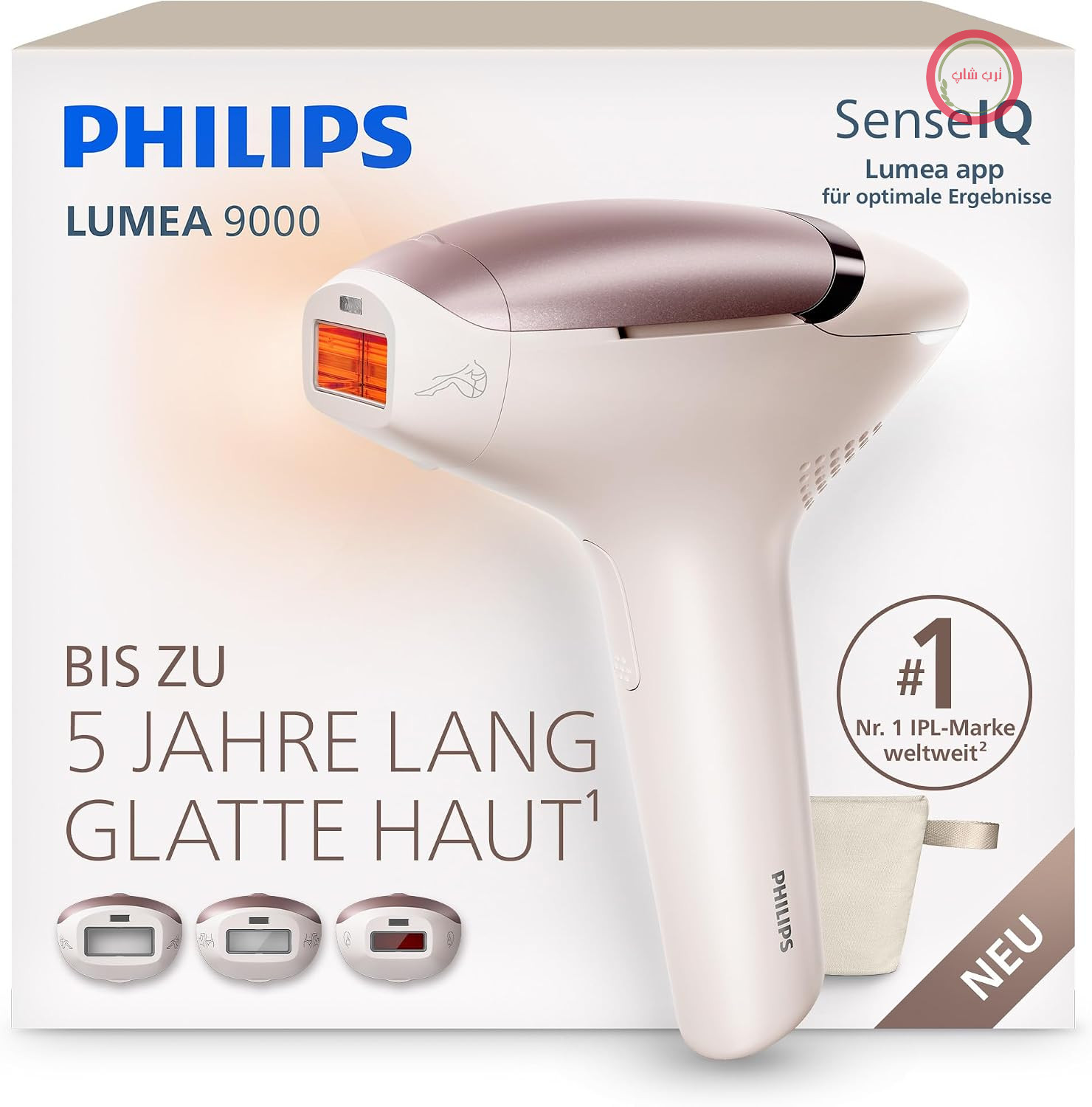 دستگاه رفع موهای زائد Philips Lumea 9000 IPL - به جای لیزر درمانی در سالن، در منزل قابل استفاده است، ایمنی در سطح پزشکی، 3 سر دستگاه: بدن، صورت، نواحی حساس، BRI938/00