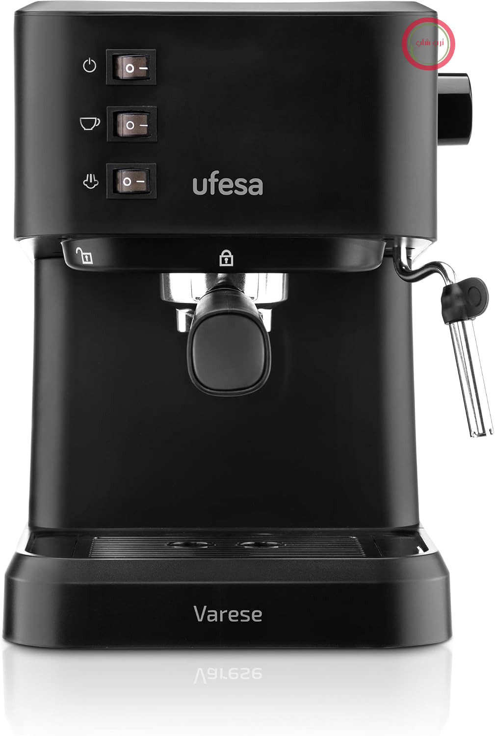 اسپرسوساز و کاپوچینو ساز یوفسا اسپانیا جمع و جور Ufesa Varese، 1050 وات، خروجی بخار چرخان، فشار 20 بار، برای 1 یا 2 قهوه، مخزن آب 1.5 لیتری، عملکرد گرم نگه داشتن فنجان