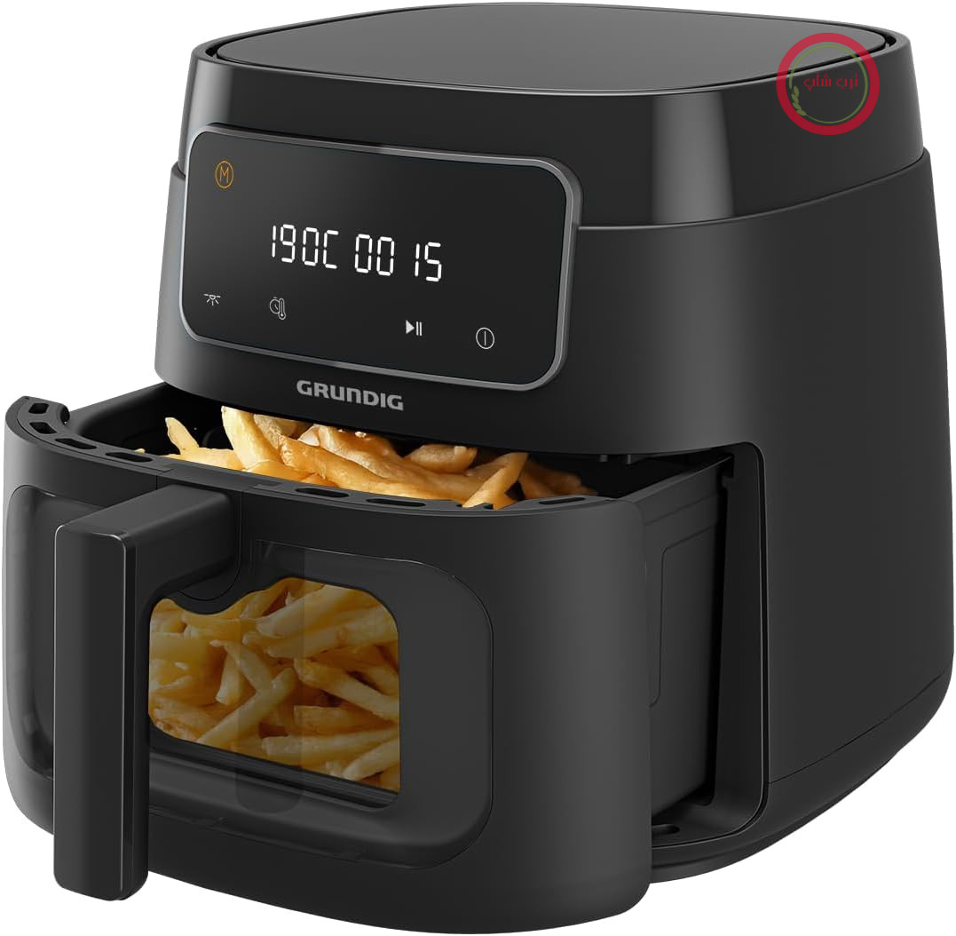 سرخ کن هوای گرم Grundig FRY 7320، ظرفیت ۷.۶ لیتر، ۱۷۵۰ وات، صفحه نمایش لمسی، پنجره دید بزرگ، قابلیت تنظیم دما و زمان، روکش نچسب، سبد قابل شستشو در ماشین ظرفشویی، مشکی