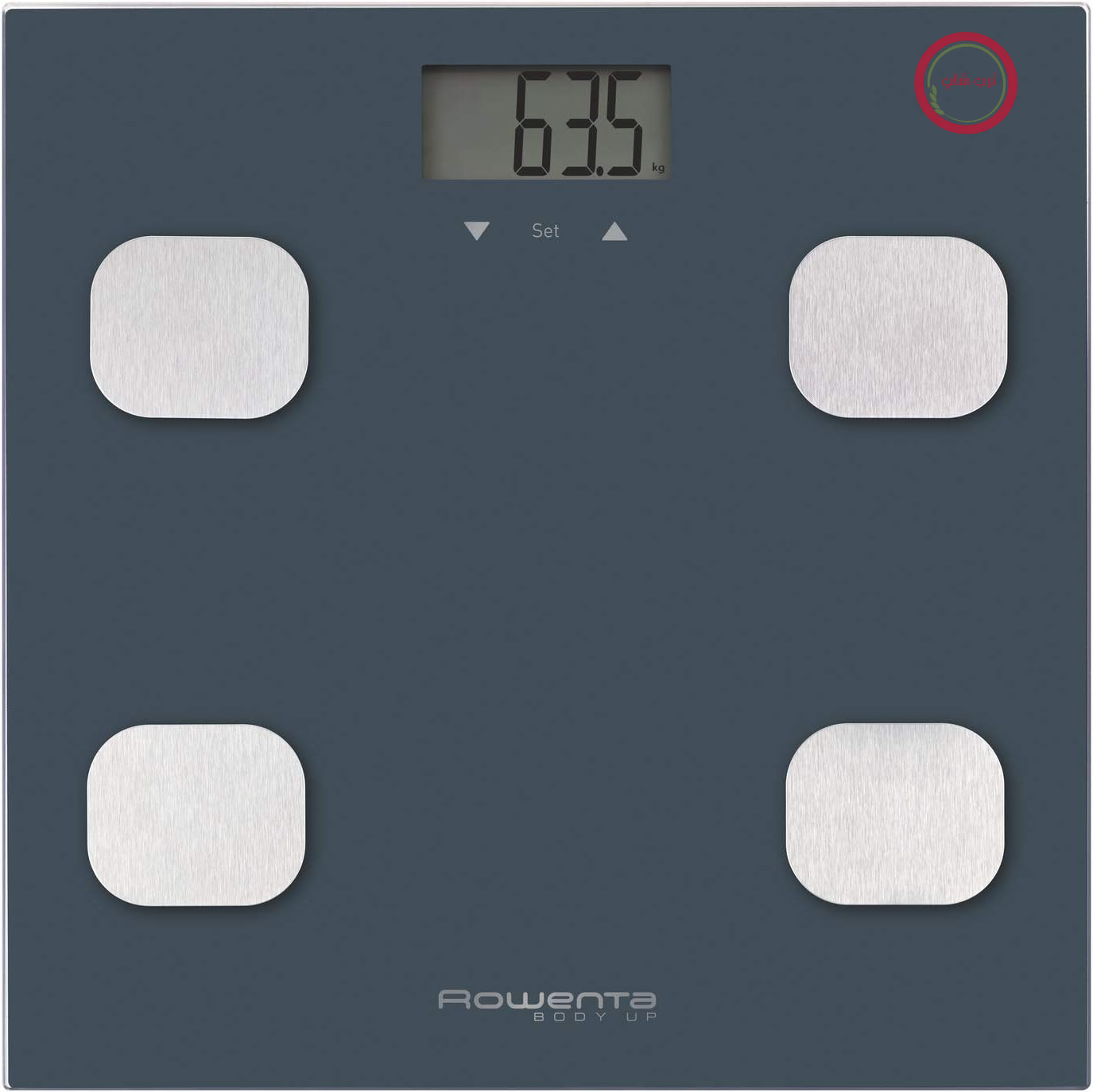 ترازوی دیجیتال حمام روونتا آلمان Rowenta Body Up BR2520 با قابلیت اندازه‌گیری چربی بدن و BMI برای ذخیره حداکثر 8 پروفایل کاربر، صفحه نمایش LCD بزرگ، سکوی شیشه‌ای، ظرفیت تا 150 کیلوگرم، آبی