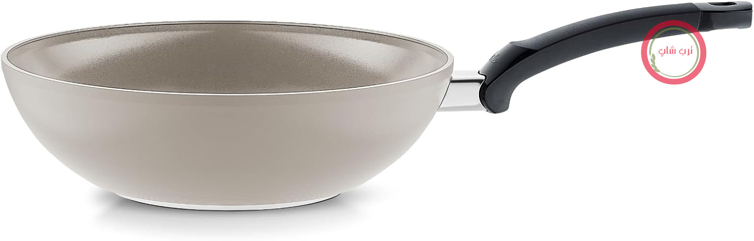 ماهیتابه سرامیکی/آلومینیومی فیسلر (قطر ۲۸ سانتی‌متر، ۳.۷ لیتر) ماهیتابه نچسب با روکش سرامیکی و دیواره‌های بلند، ساخت آلمان - سازگار با القا، خاکستری