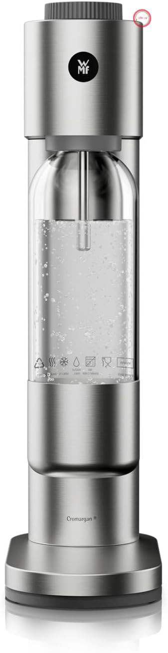 دستگاه گازدار کننده آب WMF Element One - دستگاه حباب ساز تمام اتوماتیک از جنس استیل ضد زنگ با 3 درجه، طراحی کم جا، دستگاه نوشابه ساز زیبا و گازدار برای لذت بردن از طعم گازدار تنها با لمس یک دکمه، رنگ نقره‌ای