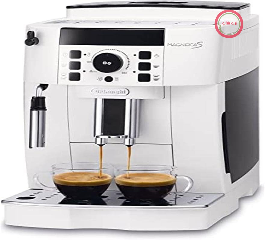 دستگاه قهوه ساز اتوماتیک De'Longhi Magnifica S ECAM21.117.W، کف ساز شیر با قابلیت تنظیم دستی، دستگاه اسپرسوساز دانه به فنجان، ۲ دستور غذا، کنترل دما، ۲ اسپرسو همزمان، سفید