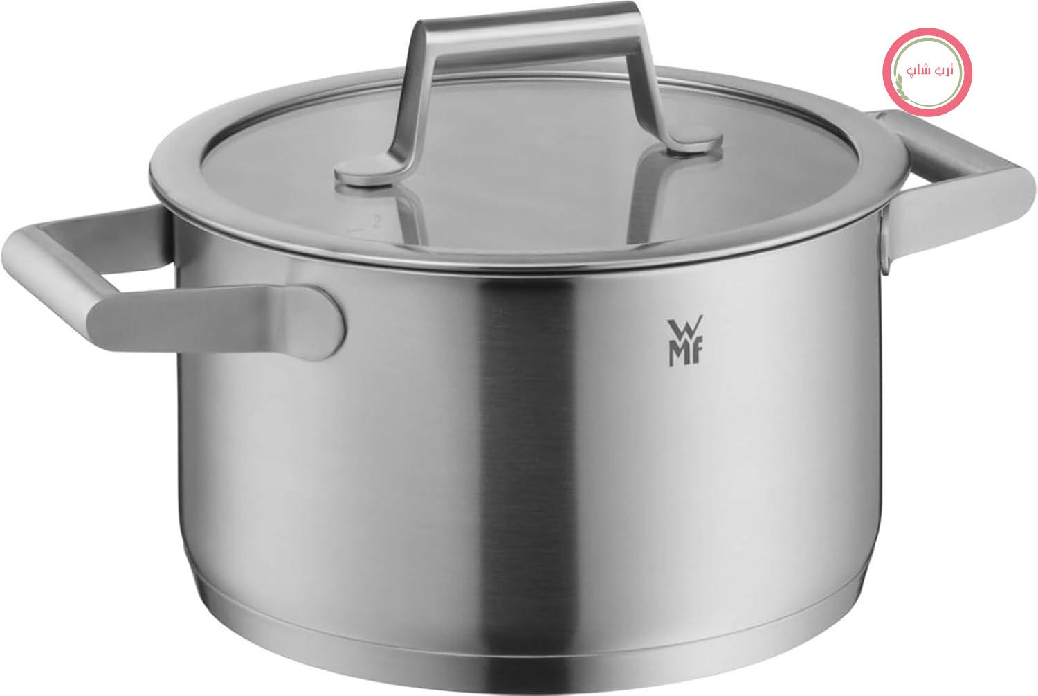 قابلمه القایی WMF Comfort Line با درب شیشه‌ای ۲۰ سانتی‌متری، قابلمه ۳.۳ لیتری از جنس استیل ضد زنگ مات کرومارگان، قابل چیدن روی هم، بدون پوشش