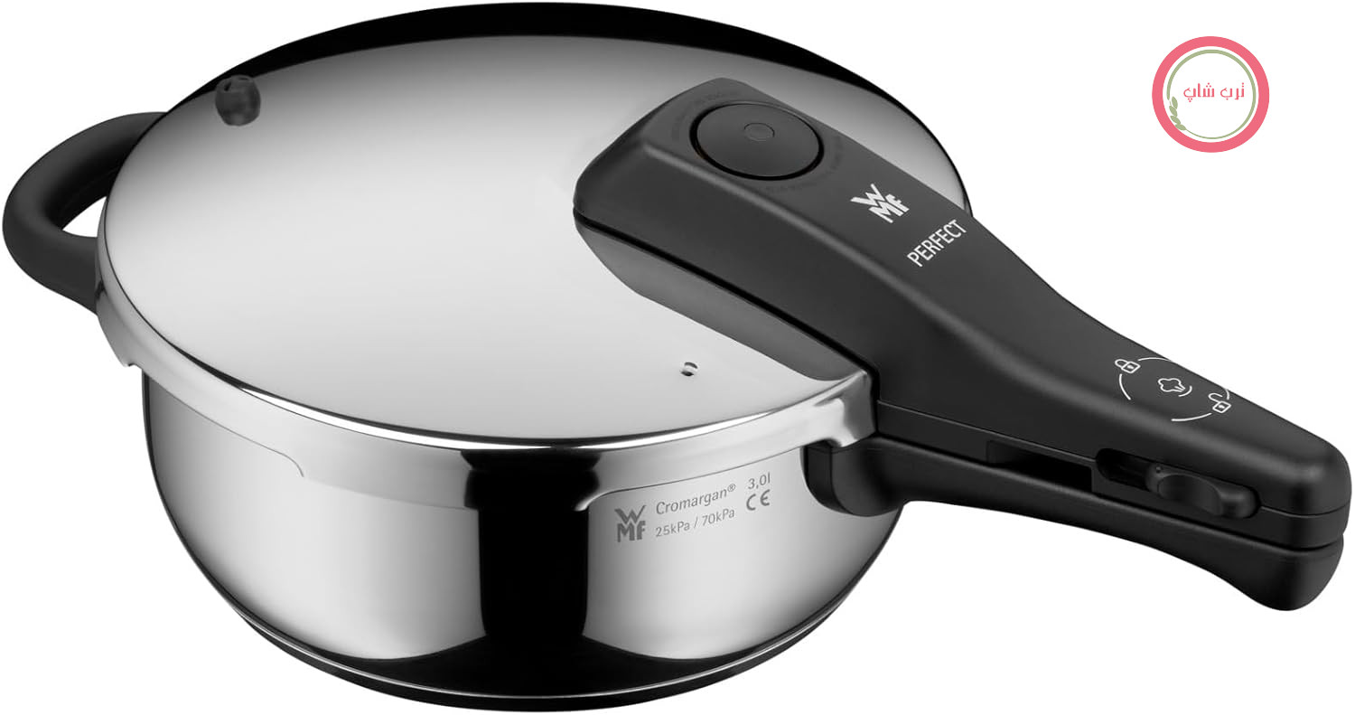 زودپز القایی WMF Perfect One Pot 3 L، زودپز، سیگنال پخت بزرگ، 2 طبقه پخت، دسته درب جداشدنی، استیل ضد زنگ Cromargan