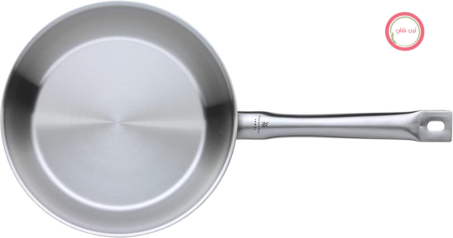 ماهیتابه WMF بدون روکش Ø 24 سانتی متر Gourmet Plus با لبه ریختن، دسته استیل ضد زنگ، استیل ضد زنگ Cromargan، مناسب برای استفاده القایی، قابل شستشو در ماشین ظرفشویی