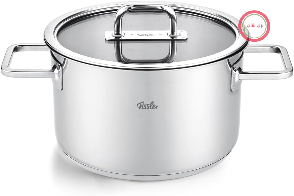 قابلمه/قابلمه Fissler Viseo Pro 20 سانتی‌متر با درب شیشه‌ای – استیل ضد زنگ، ساخت آلمان، پایه Superthermic، پیمانه اندازه‌گیری، ایده‌آل برای پاستا، سبزیجات و خورش‌ها، سازگار با القایی