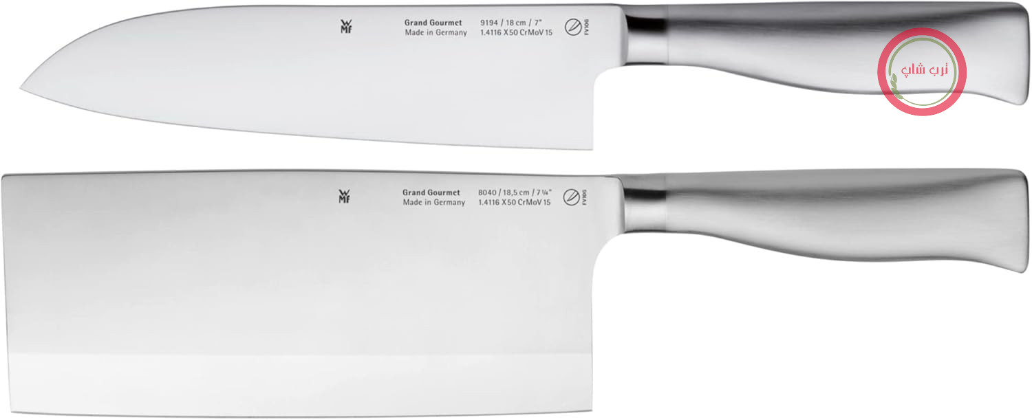 سرویس چاقوی WMF Grand Gourmet Asia، 2 تکه، ساخت آلمان، 2 چاقوی آهنگری شده، سرویس چاقوی آشپزخانه، تیغه فولادی مخصوص