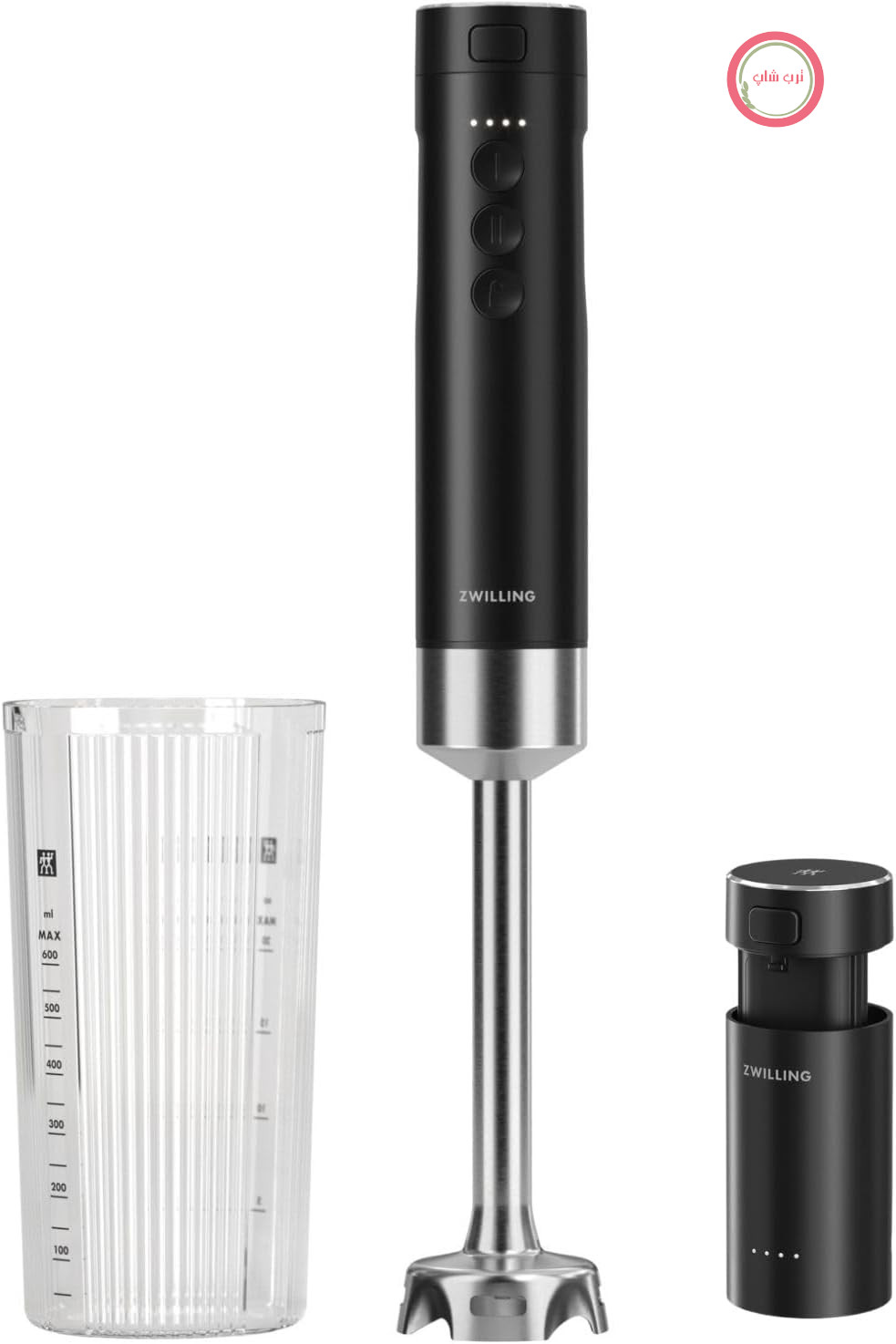 میکسر برقی قابل حمل ZWILLING XTEND - کیت استارتر با باتری و ایستگاه شارژ - موتور BLDC، 110 وات، شامل لیوان مخلوط، مشکی