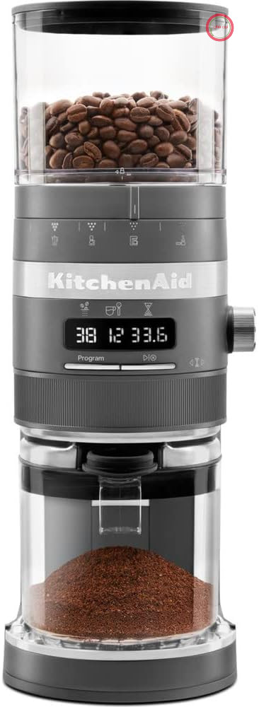 دستگاه آسیاب قهوه KitchenAid مدل Artisan 5KCG8433 - رنگ: خاکستری تیره - از قهوه فرانسه تا اسپرسو، مدل 5KCG8433EDG