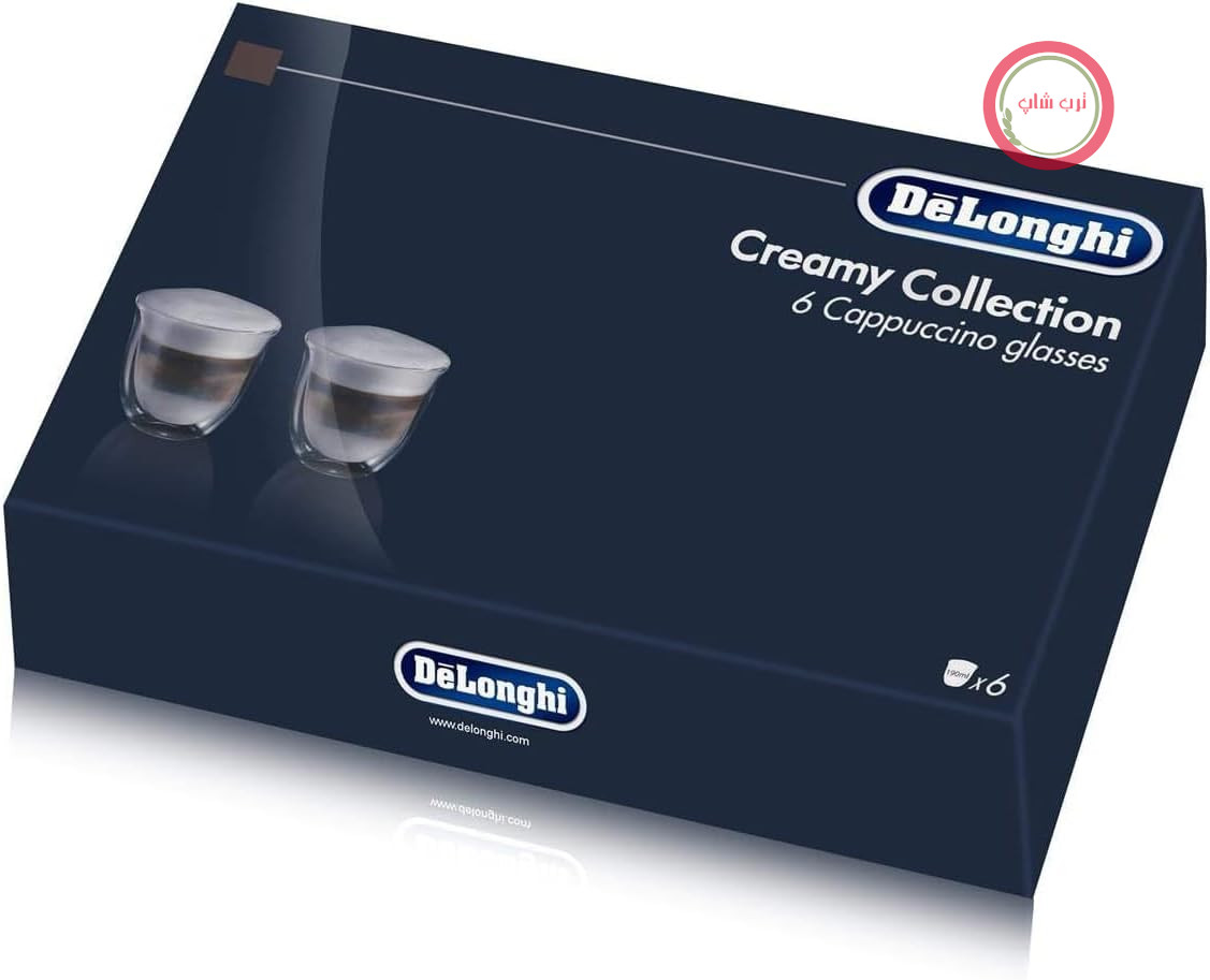 لیوان کاپوچینو حرارتی دو جداره De'Longhi 5513296661 Creamy Collection، 6 عدد، شیشه بوروسیلیکات، بی‌رنگ، (1 بسته)، 6 عدد