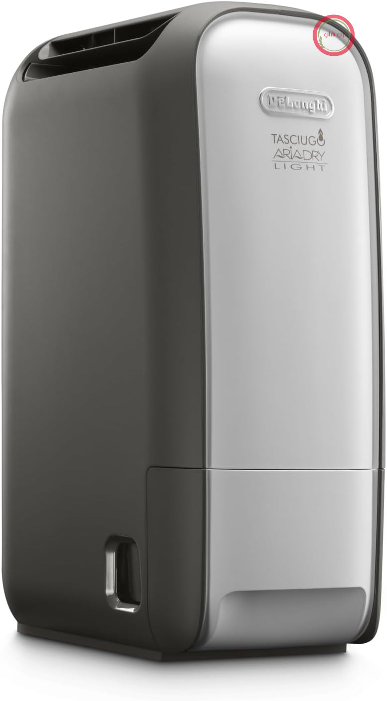 رطوبت‌گیر قابل حمل De’Longhi Tasciugo AriaDry Light - فناوری زئولیت، یونیزه‌کننده، استخراج رطوبت ۷.۵ لیتر در روز، خشک‌کن لباس، ضد کپک، عملکرد چرخشی، تایمر، خاکستری (DNS80)