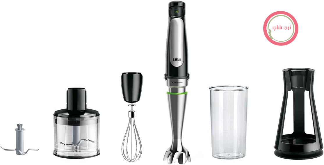 مخلوط کن دستی Braun MultiQuick 7 MQ 7035X - مخلوط کن دستی با پایه مخلوط کن استیل ضد زنگ قابل جدا شدن با فناوری ActiveBlade برای پوره کردن سخت ترین مواد، شامل مجموعه لوازم جانبی 3 تکه، 1000 وات، مشکی