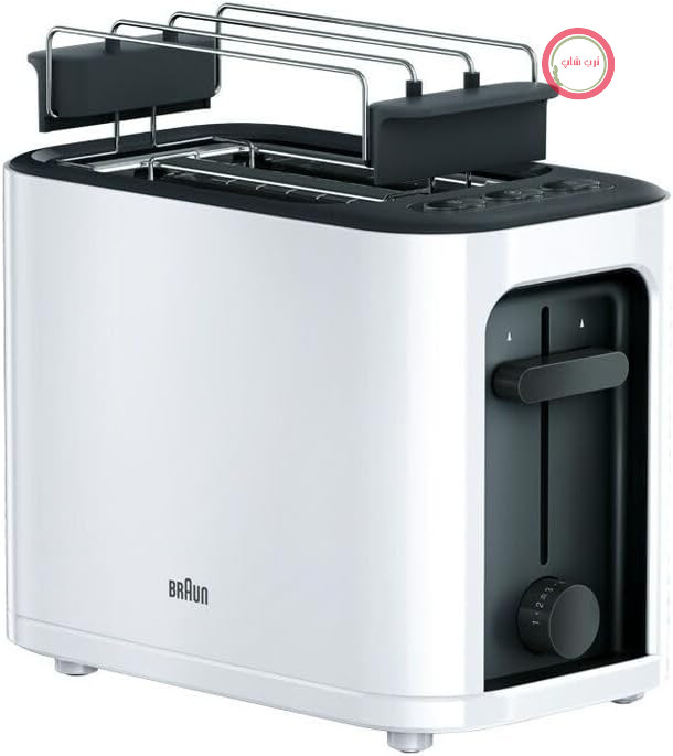 توستر براون مدل HT 3010 WH، دو محفظه، سینی خرده نان قابل جدا شدن، قابلیت گرم کردن و یخ زدایی، 7 سطح برشته کردن، نان جداگانه، سفید