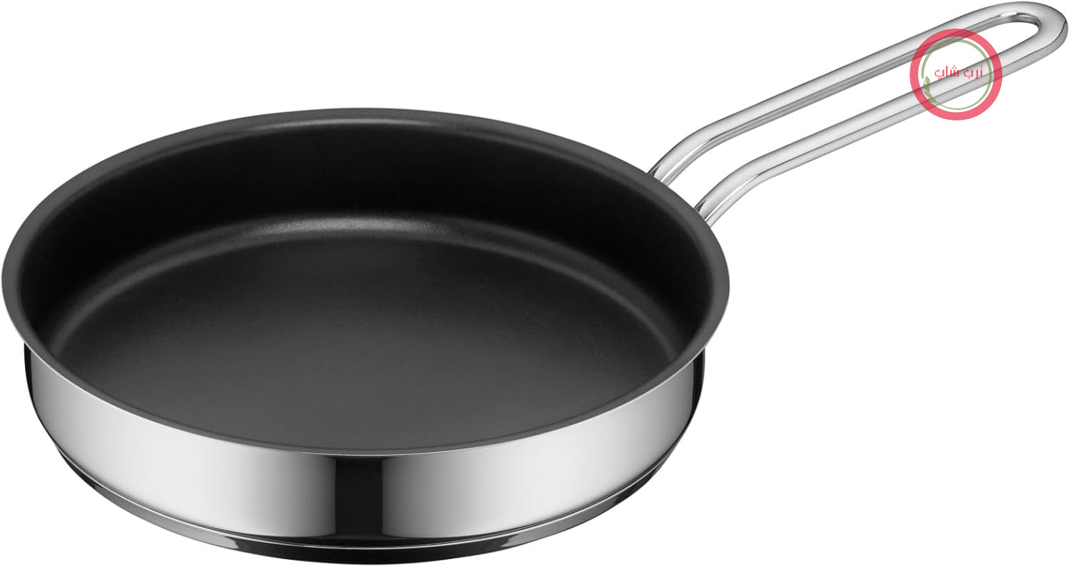 ماهیتابه کوچک روکش‌دار WMF سایز کوچک ۱۸ سانتی‌متر، استیل ضد زنگ براق Cromargan، القایی، قابل چیدن روی هم، ایده‌آل برای وعده‌های غذایی کوچک یا خانواده‌های تک نفره