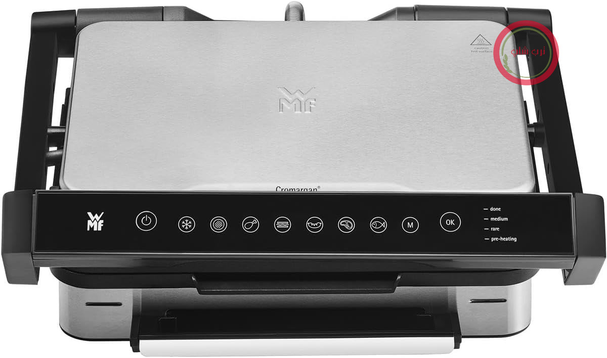 گریل تماسی WMF Profi Plus Perfection، گریل برقی ۲۰۰۰ وات، ۶ برنامه، فناوری حسگر، صفحات روکش‌دار، گریل پانینی، استیل ضد زنگ مات