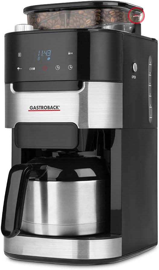 قهوه ساز حرارتی گاستروبک آلمان GASTROBACK Grind & Brew Pro، نقره‌ای، مشکی